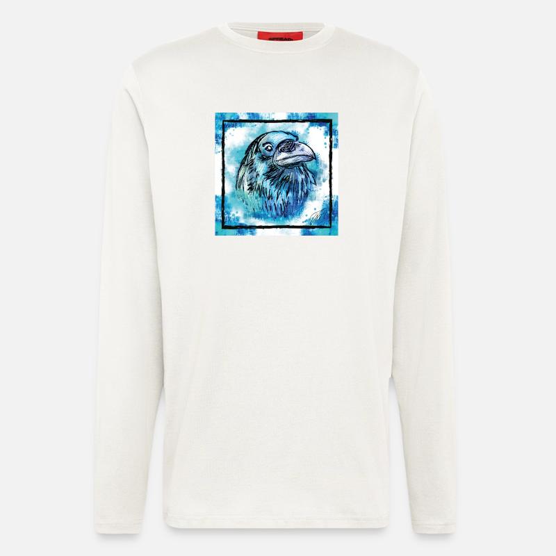 Der blaue Rabe, Tier Geschenke - Langarmshirt - made by SPREAD  - OFF WHITE