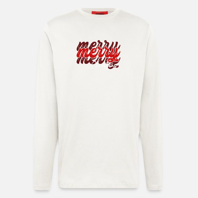 Overlapped Merry Christmas Script - Longsleeve - made by SPREAD  - OFF WHITE