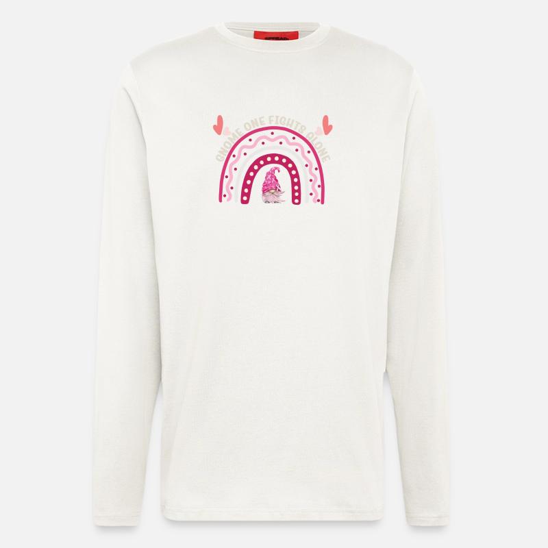 Gnome One Fights Alone Brustkrebs - Langarmshirt - made by SPREAD  - OFF WHITE