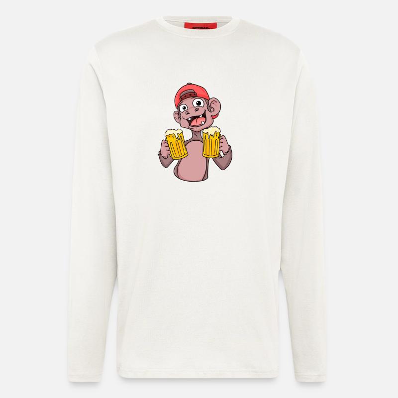 Affe mit Biergläser - Langarmshirt - made by SPREAD  - OFF WHITE