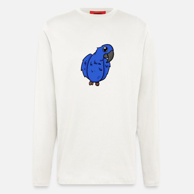 Oiseau perroquet d’ara jacinthe - Manches longues bio décontracté fabriqué en UE - OFF WHITE