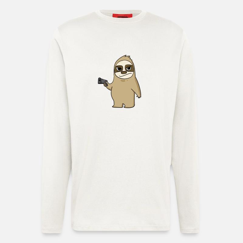 Faultier mit Pistole - Langarmshirt - made by SPREAD  - OFF WHITE