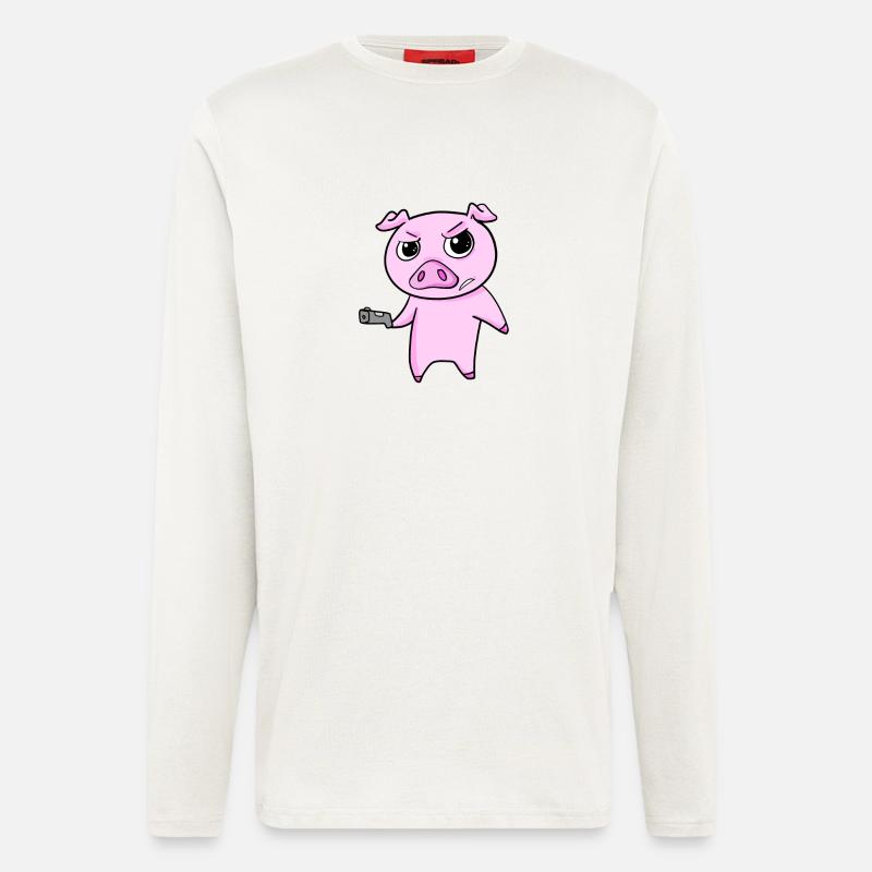 Pig with pistol - Longsleeve - made by SPREAD  - OFF WHITE
