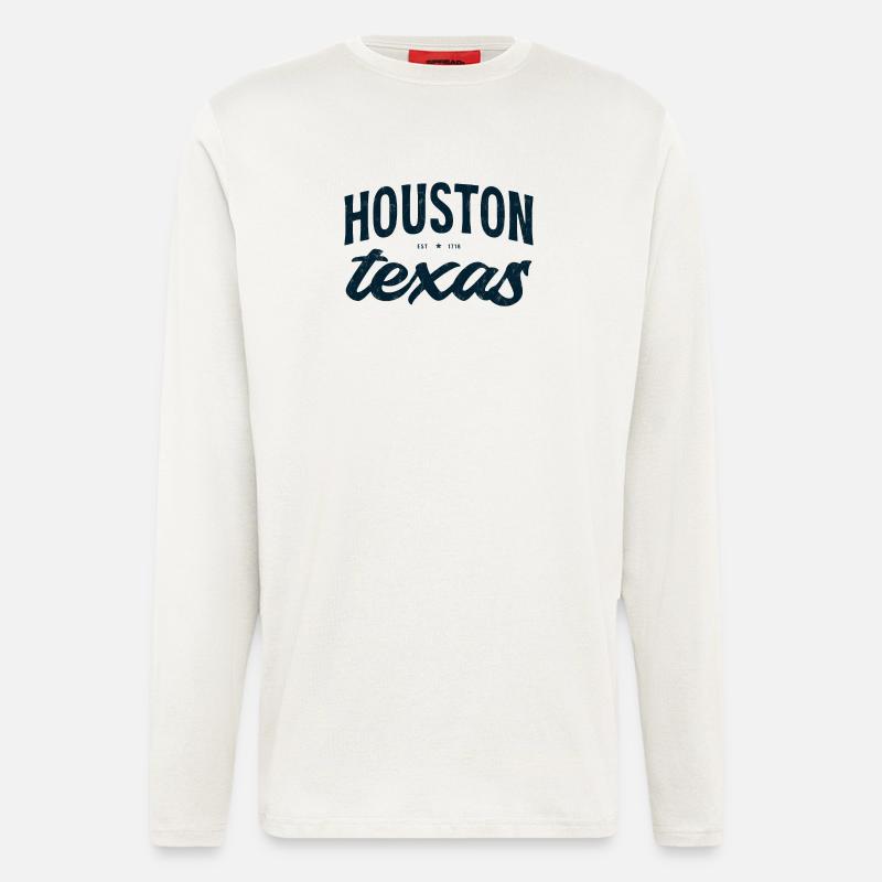 Houston Texas Script Emblem Tee - Longsleeve - made by SPREAD  - OFF WHITE