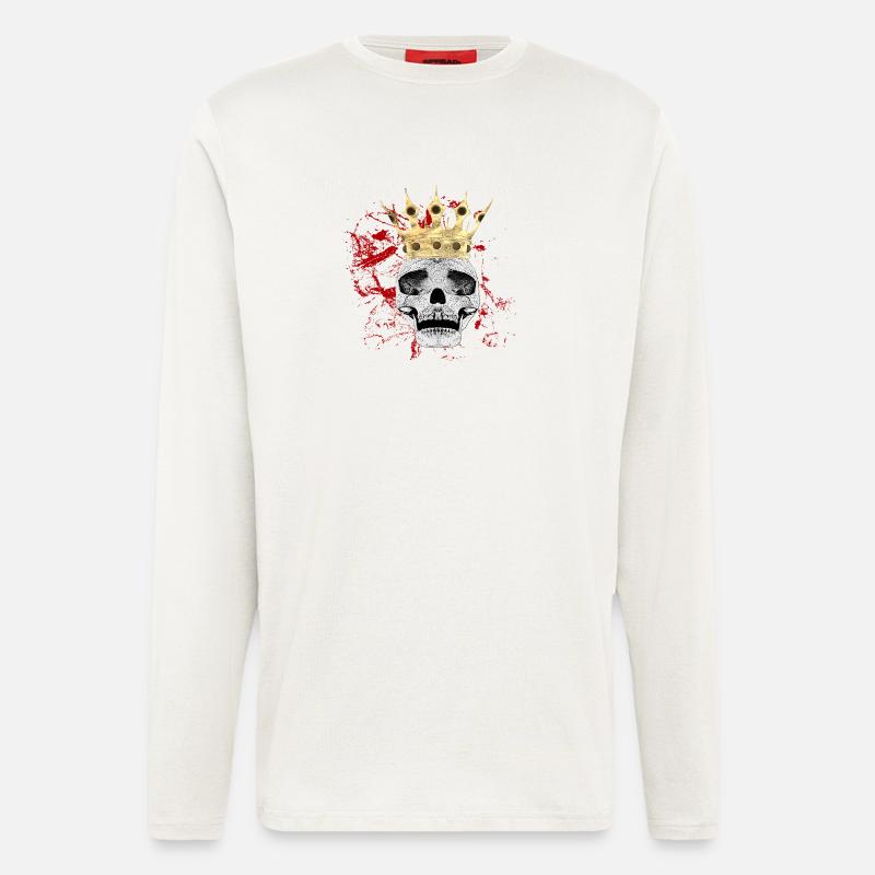 Menschenschädel, Blutflecken, gothic motiv - Langarmshirt - made by SPREAD  - OFF WHITE