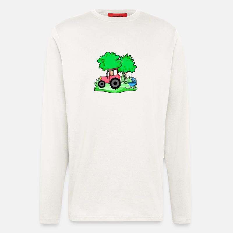Traktor mit Babywagen - Langarmshirt - made by SPREAD  - OFF WHITE