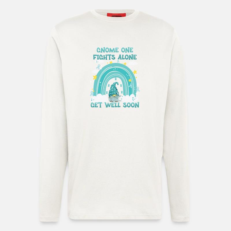Gnome One Fights Alone Gebärmutterkrebs - Langarmshirt - made by SPREAD  - OFF WHITE