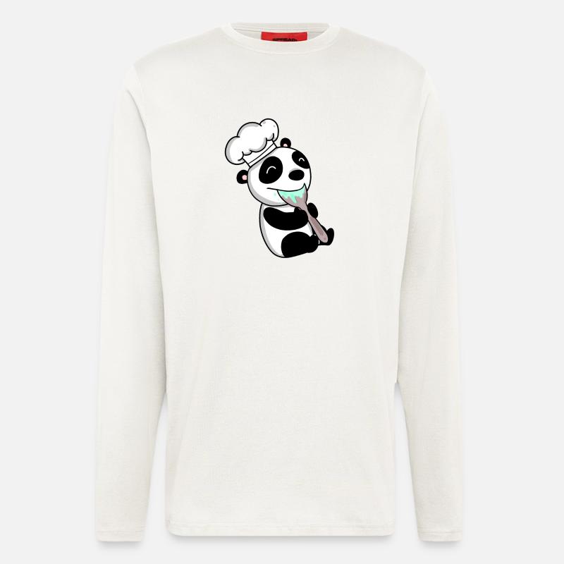 Panda Chef Mignon - Manches longues bio décontracté fabriqué en UE - OFF WHITE