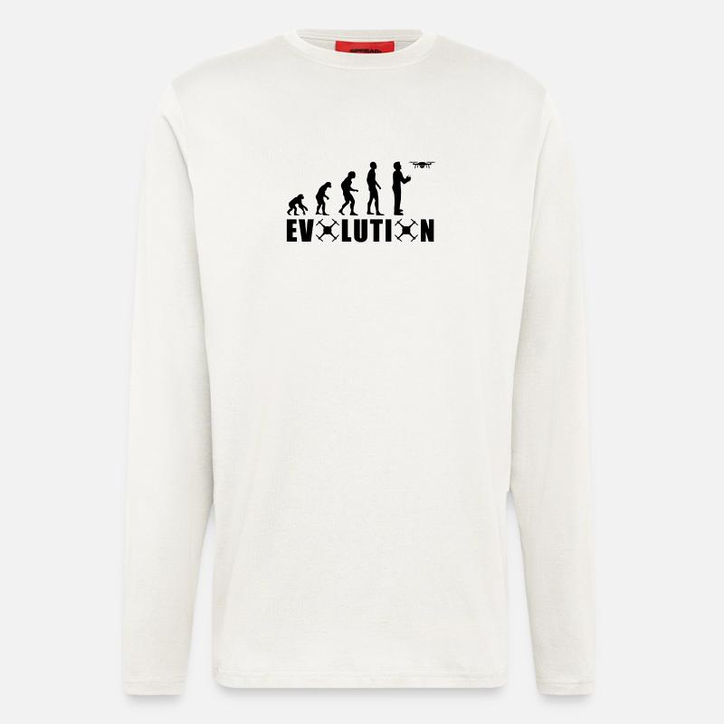EVOLUTION DROHNE Geschenk Bodenpilot Fliegen - Langarmshirt - made by SPREAD  - OFF WHITE