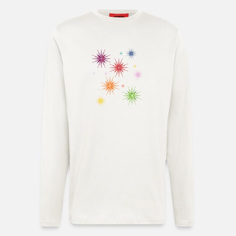 bunte Sterne am Sternenhimmel - Langarmshirt - made by SPREAD  - OFF WHITE