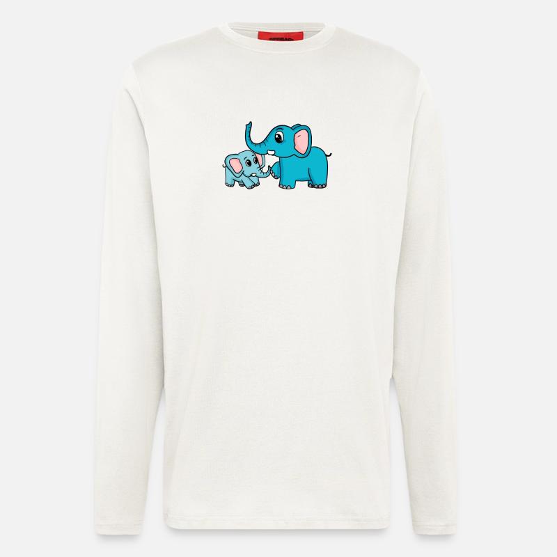 Elefant mit Baby Elefant - Langarmshirt - made by SPREAD  - OFF WHITE