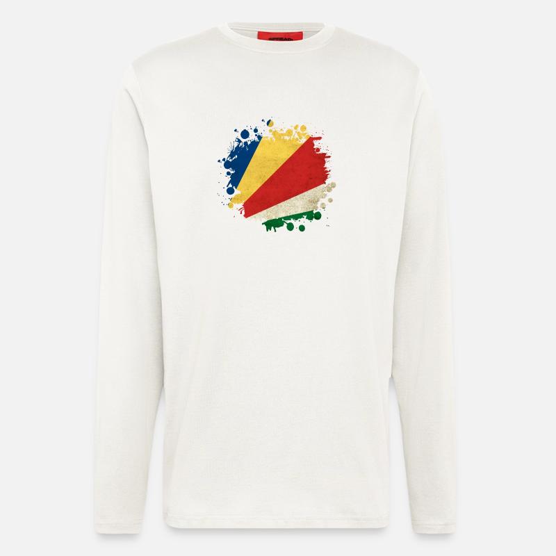 Seychellen Klecks Flaggen Design - Langarmshirt - made by SPREAD  - OFF WHITE