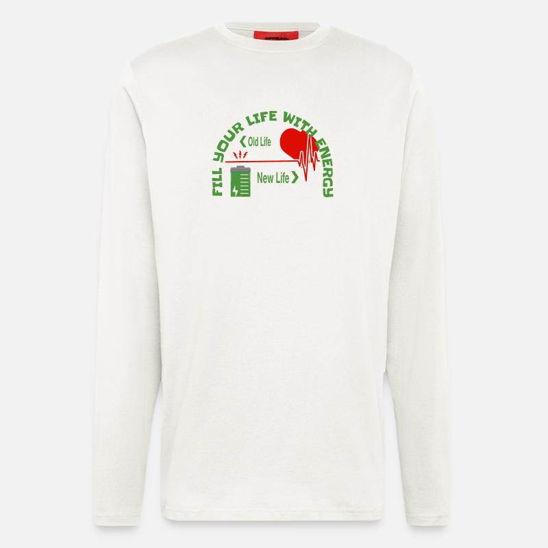 Füll dein Leben mit Energie - Langarmshirt - made by SPREAD  - OFF WHITE