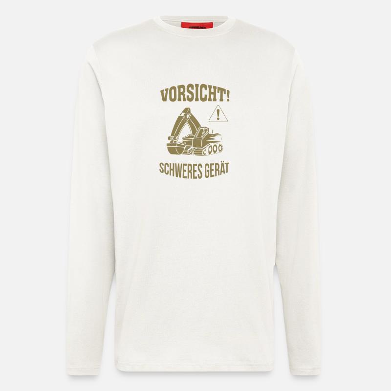 Bagger Baggerfahrer Baugeräteführer Schweres Gerät - Langarmshirt - made by SPREAD  - OFF WHITE