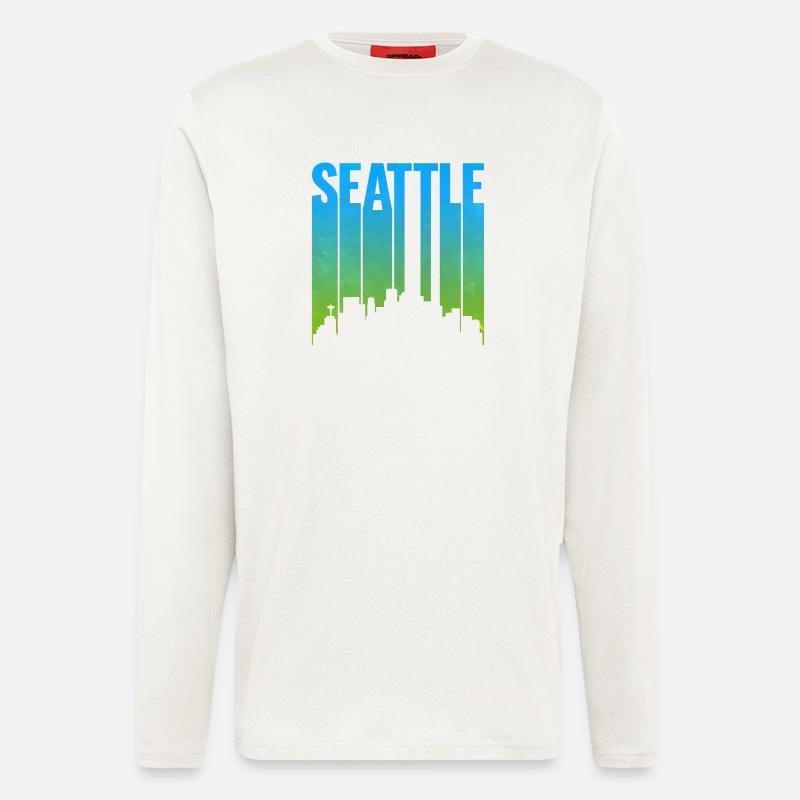 Seattle Neon Skyline Kunstdruck - Langarmshirt - made by SPREAD  - OFF WHITE