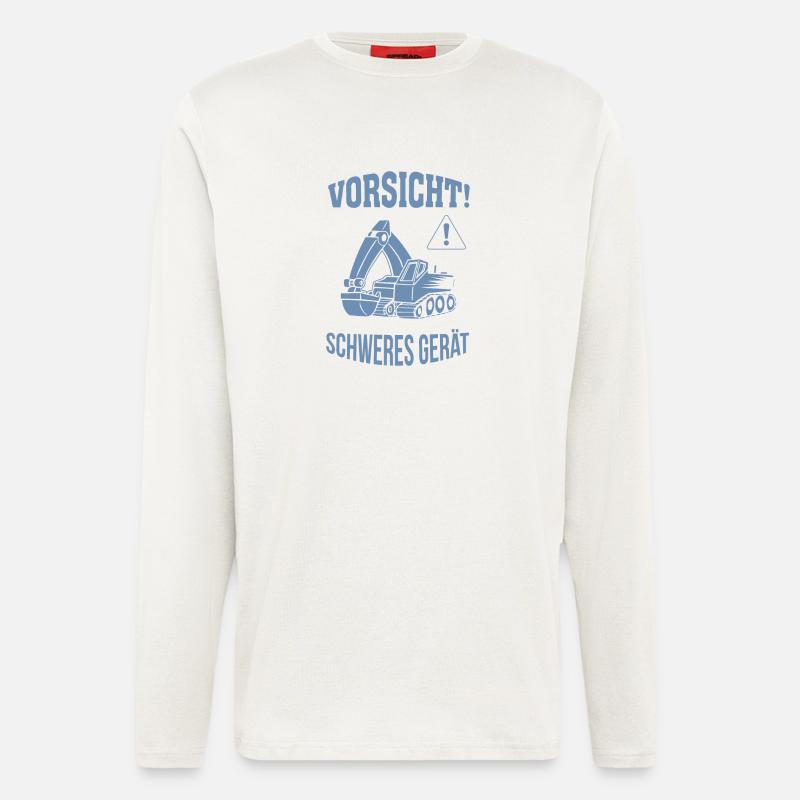 Bagger Baggerfahrer Baugeräteführer Schweres Gerät - Langarmshirt - made by SPREAD  - OFF WHITE