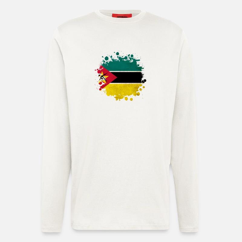 Mosambik Klecks Flaggen Design - Langarmshirt - made by SPREAD  - OFF WHITE