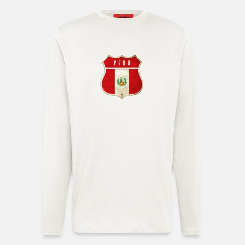 Peru Wappen Flaggen Design - Langarmshirt - made by SPREAD  - OFF WHITE