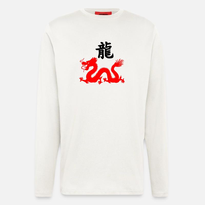 Chinese script with red dragon image - Longsleeve - made by SPREAD  - OFF WHITE