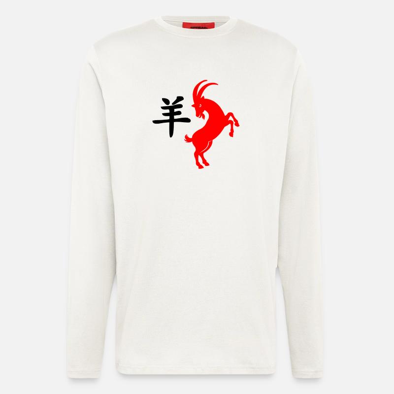 Chinese script with red Goat - Longsleeve - made by SPREAD  - OFF WHITE