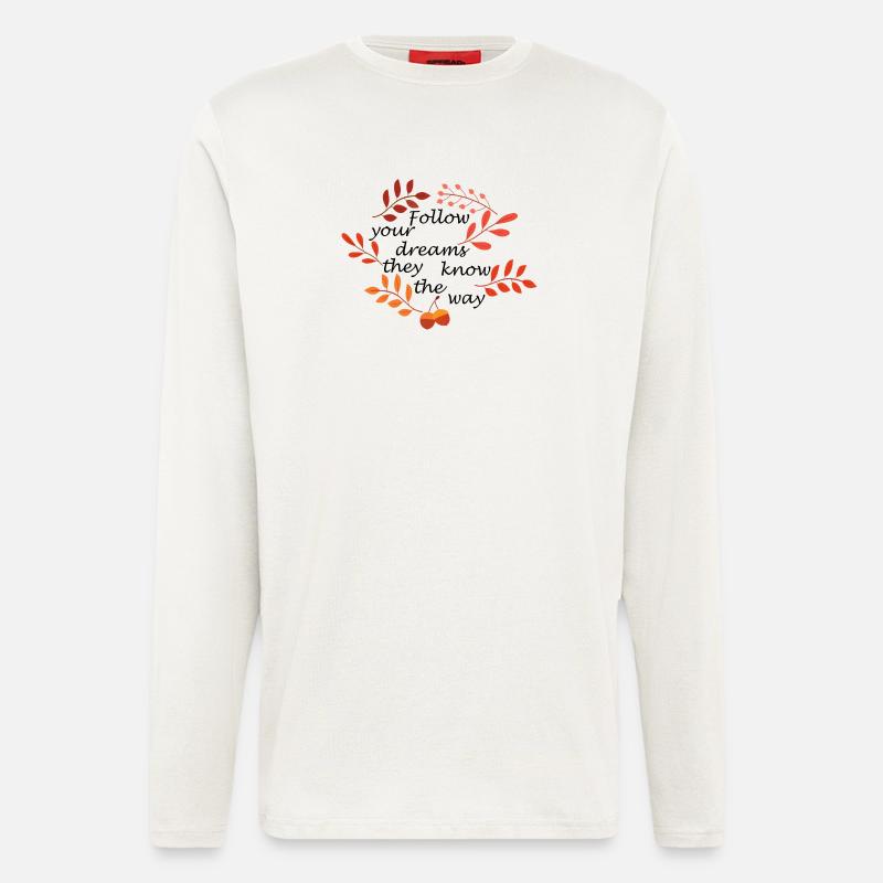 Herbstlaub und Eicheln Muster - Langarmshirt - made by SPREAD  - OFF WHITE