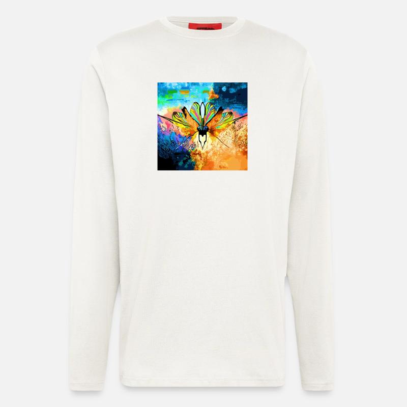 Bunter Falter im Farbmeer - Langarmshirt - made by SPREAD  - OFF WHITE