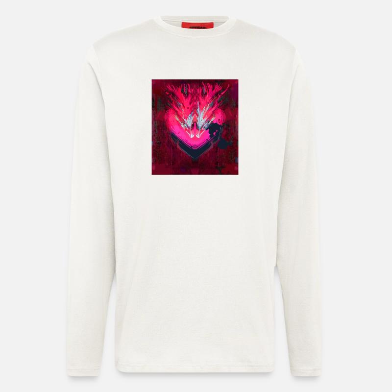 Neon Herz im Dunkelrot - Langarmshirt - made by SPREAD  - OFF WHITE