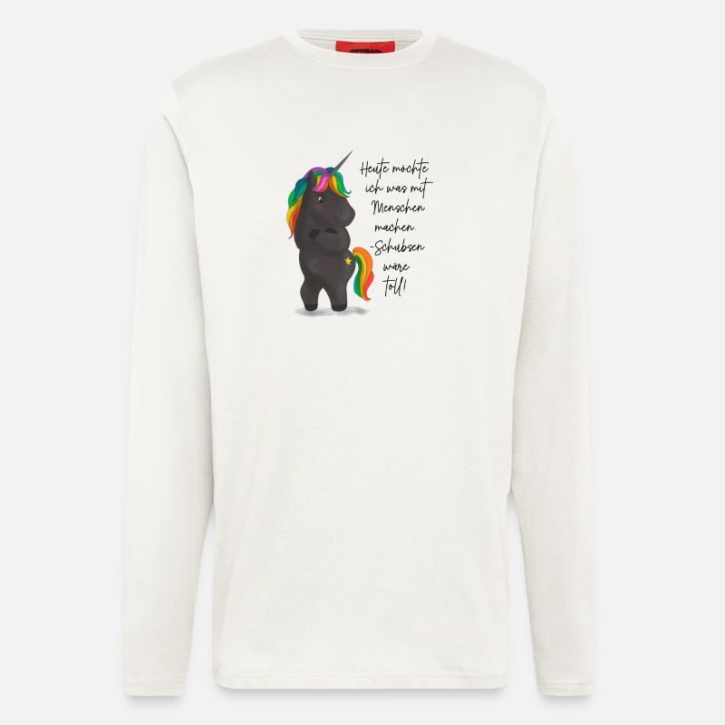Einhorndrache mit Regenbogenmähne - Langarmshirt - made by SPREAD  - OFF WHITE