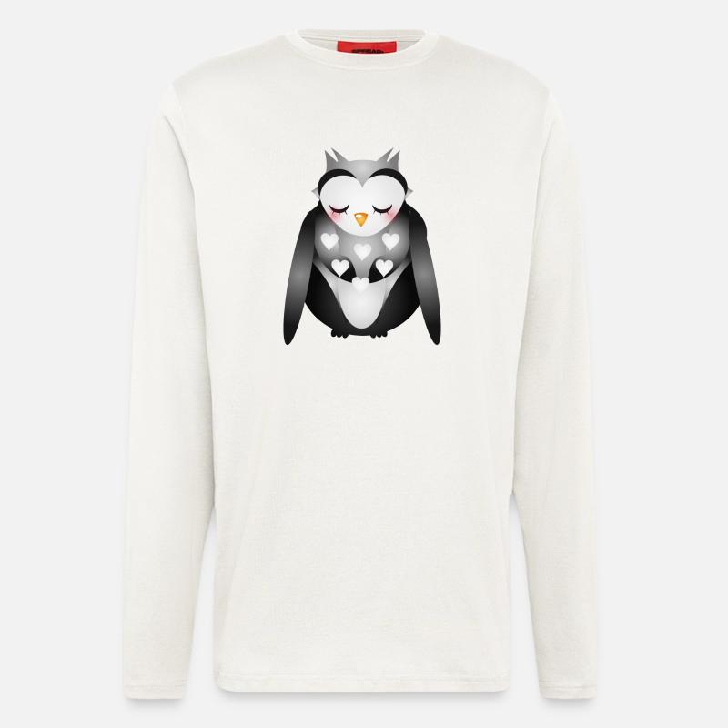 niedliche verträumte Eule - Langarmshirt - made by SPREAD  - OFF WHITE