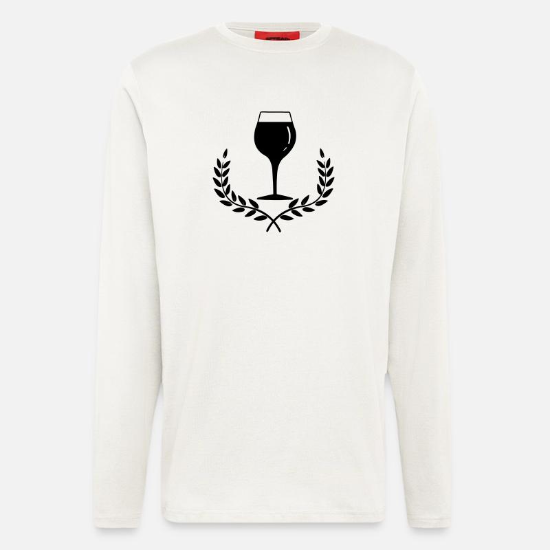 Weinglas mit Lorbeerkranz - Langarmshirt - made by SPREAD  - OFF WHITE