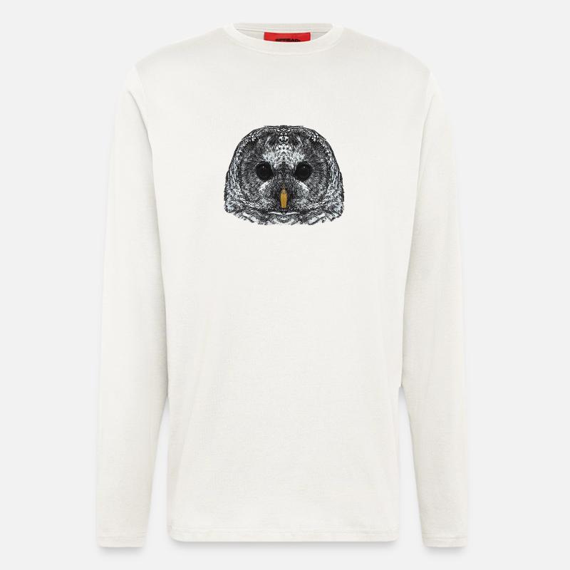 eulengesicht, schneeeulenkopf - Langarmshirt - made by SPREAD  - OFF WHITE