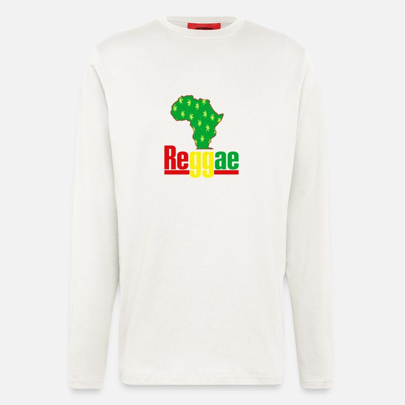 Afrika Reggae Karte mit Hanfblättern - Langarmshirt - made by SPREAD  - OFF WHITE