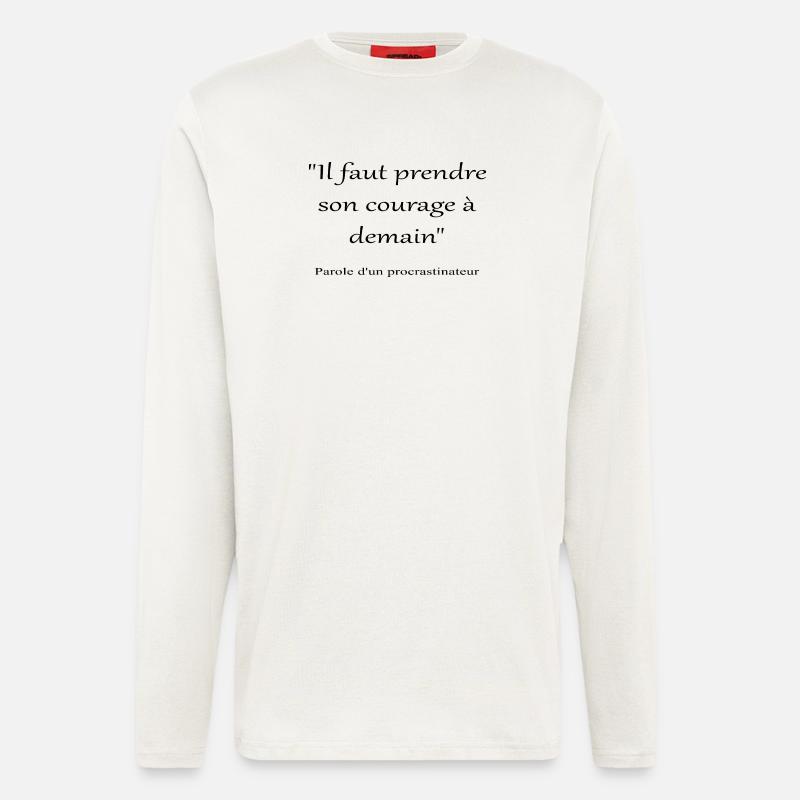 Procrastinateur - Manches longues bio décontracté fabriqué en UE - OFF WHITE