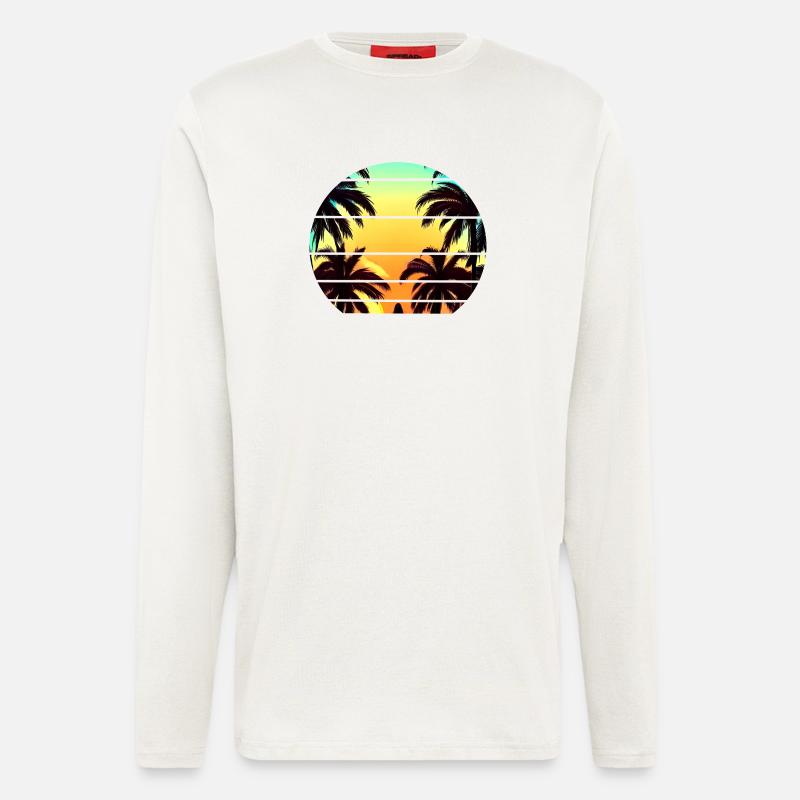 Sunset under palm trees - Longsleeve - made by SPREAD - OFF WHITE