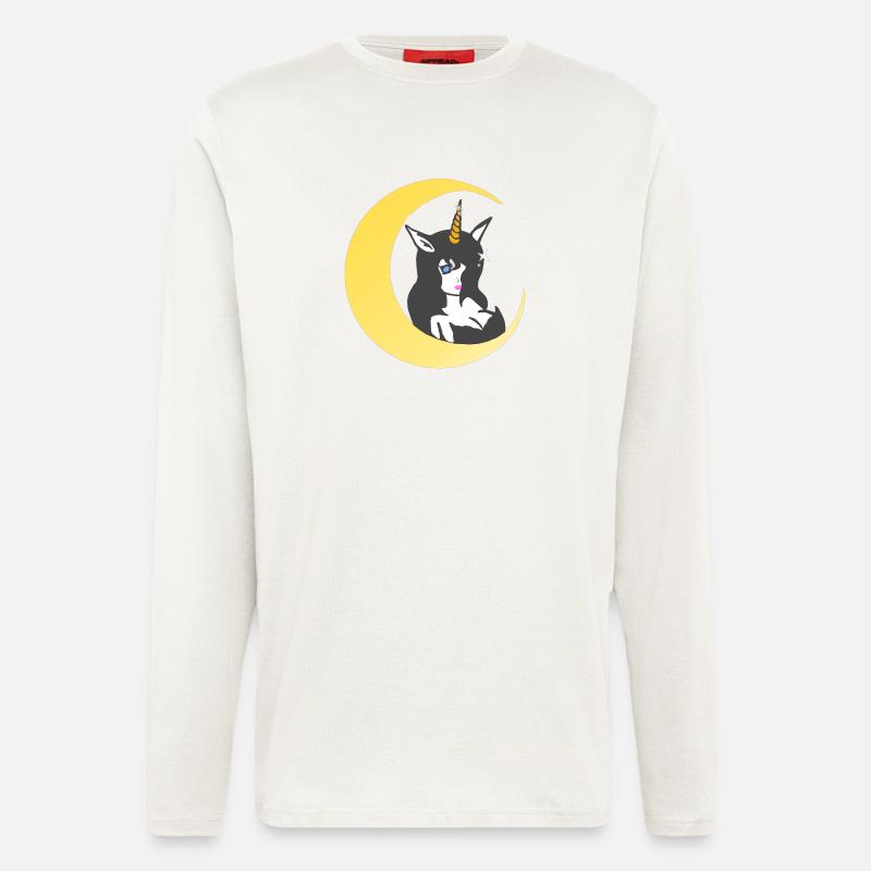 Mangastil, Einhörner, mondsichel - Langarmshirt - made by SPREAD  - OFF WHITE