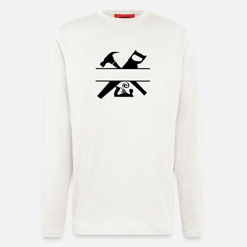 Carpenter Logo Hammersäge und Hobel - Langarmshirt - made by SPREAD  - OFF WHITE