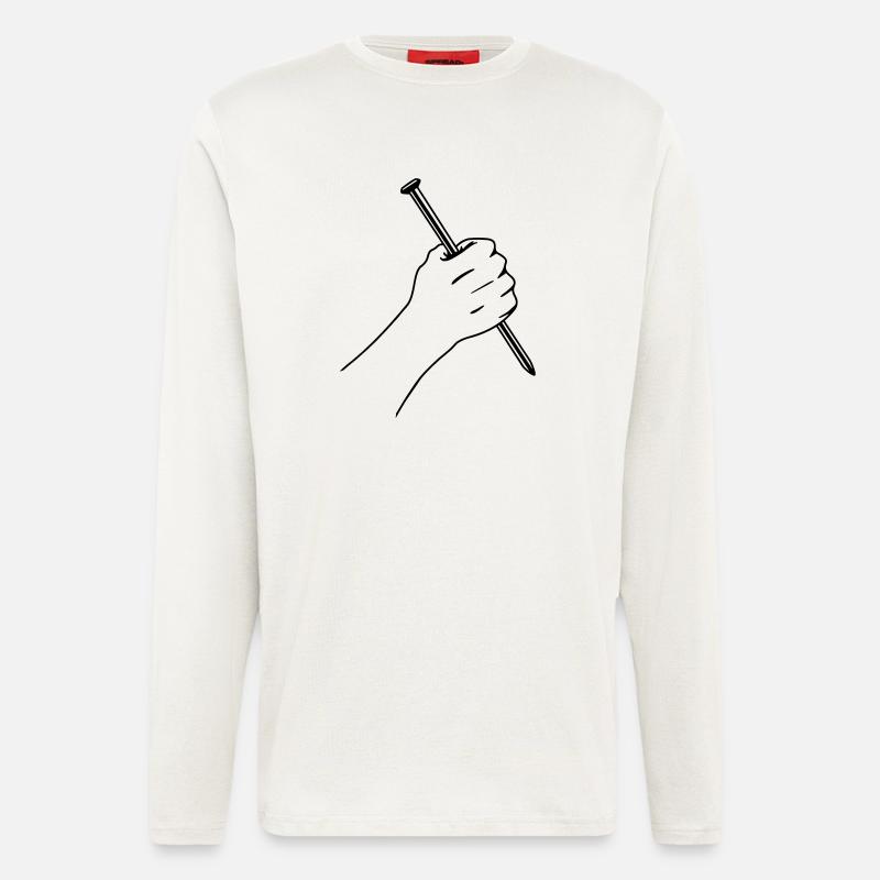 Großer Nagel in Faust - Langarmshirt - made by SPREAD  - OFF WHITE