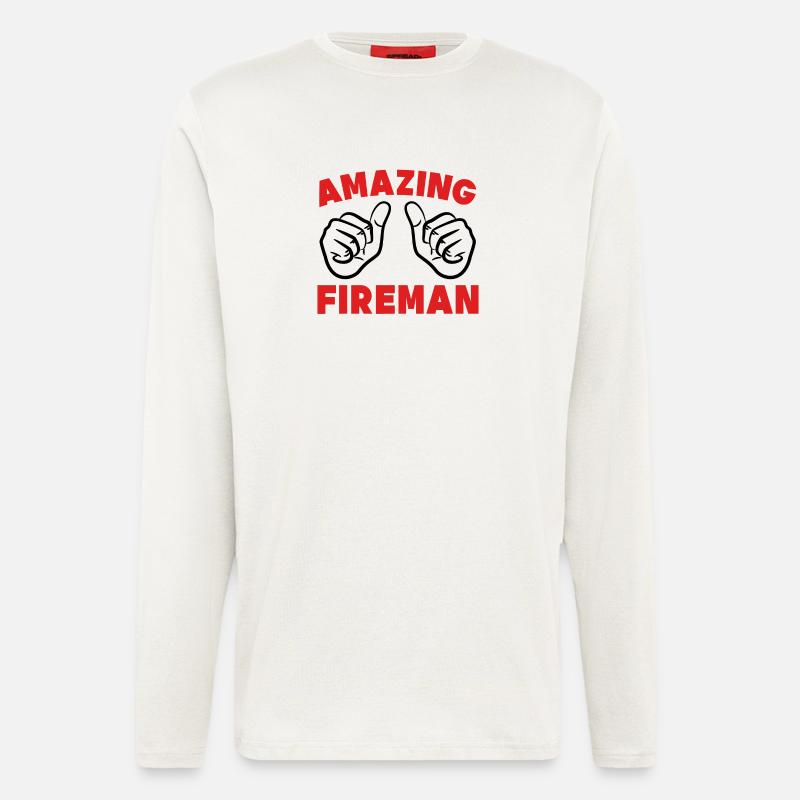 Berufsfeuerwehr Brandschutz Feuerwehr Statement - Langarmshirt - made by SPREAD  - OFF WHITE