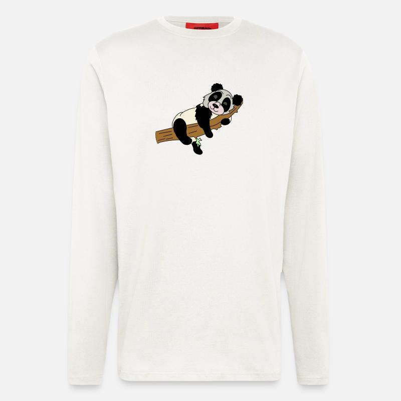Panda auf Ast Illustration - Langarmshirt - made by SPREAD  - OFF WHITE