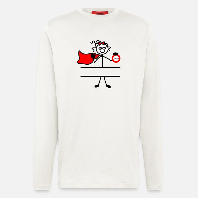 Heldin mit Umhang und Tellerstopper - Langarmshirt - made by SPREAD  - OFF WHITE