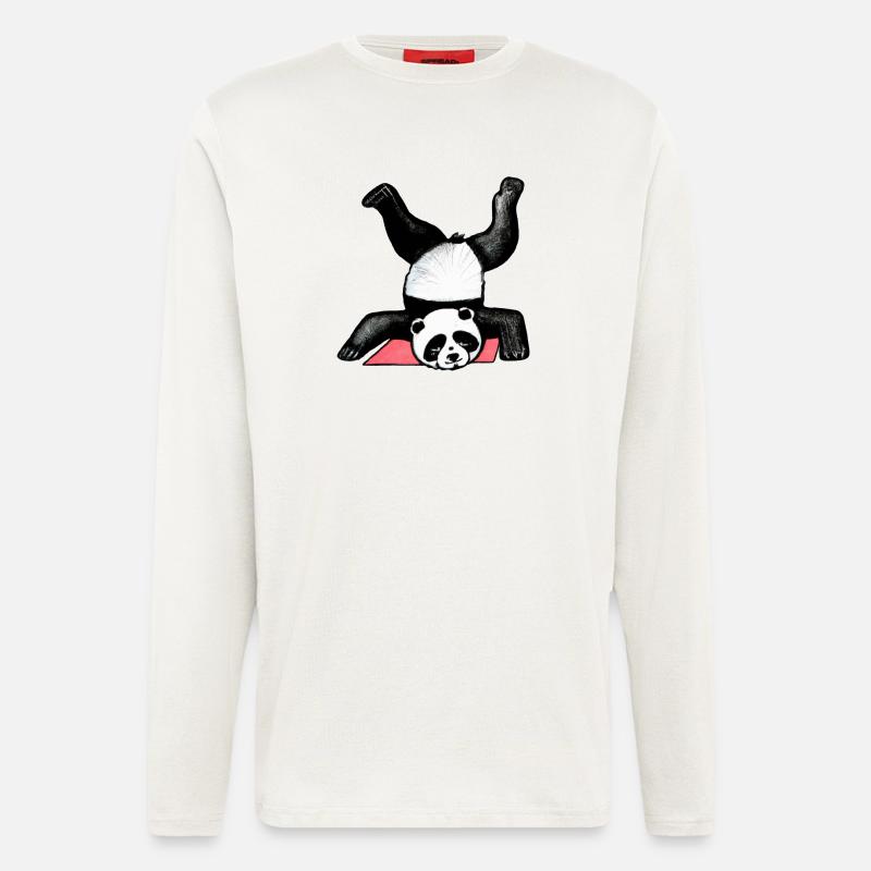 Panda Akrobat auf Matte - Langarmshirt - made by SPREAD  - OFF WHITE