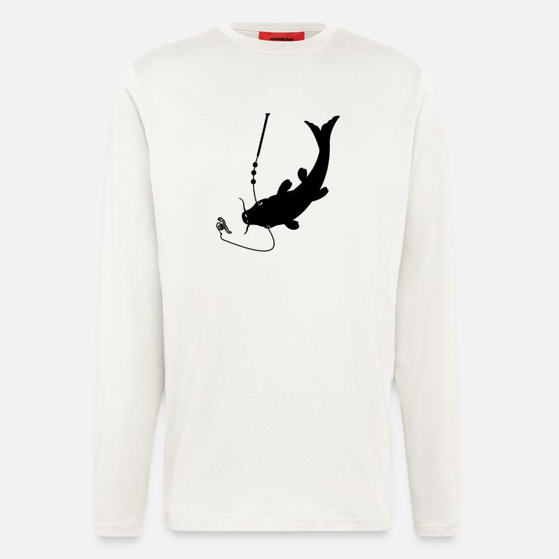 Fish at bait on hook logo - Longsleeve - made by SPREAD  - OFF WHITE