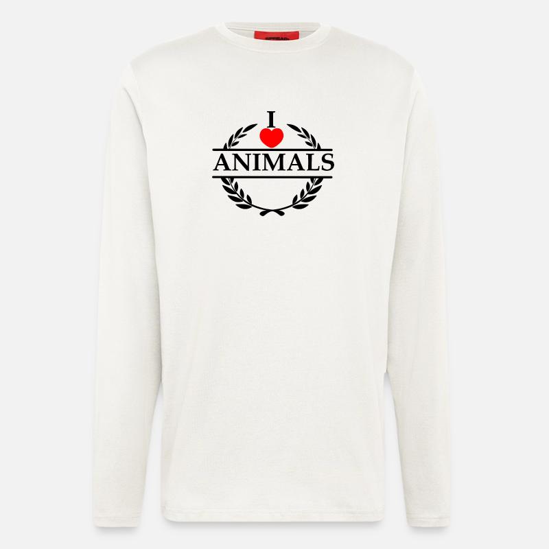 Lorbeerkranz Ich liebe TIERE - Langarmshirt - made by SPREAD  - OFF WHITE