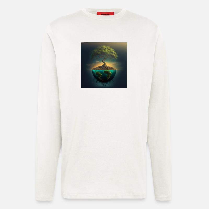 Welttree: Baum über halber Kugel - Langarmshirt - made by SPREAD  - OFF WHITE