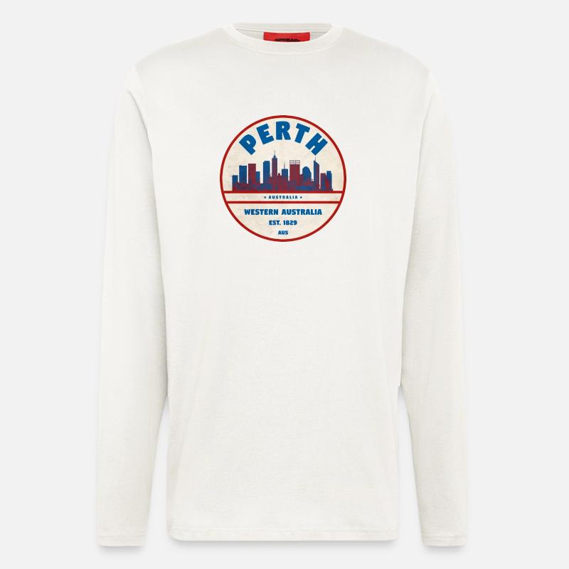 Perth Skyline Retro AU - Langarmshirt - made by SPREAD  - OFF WHITE