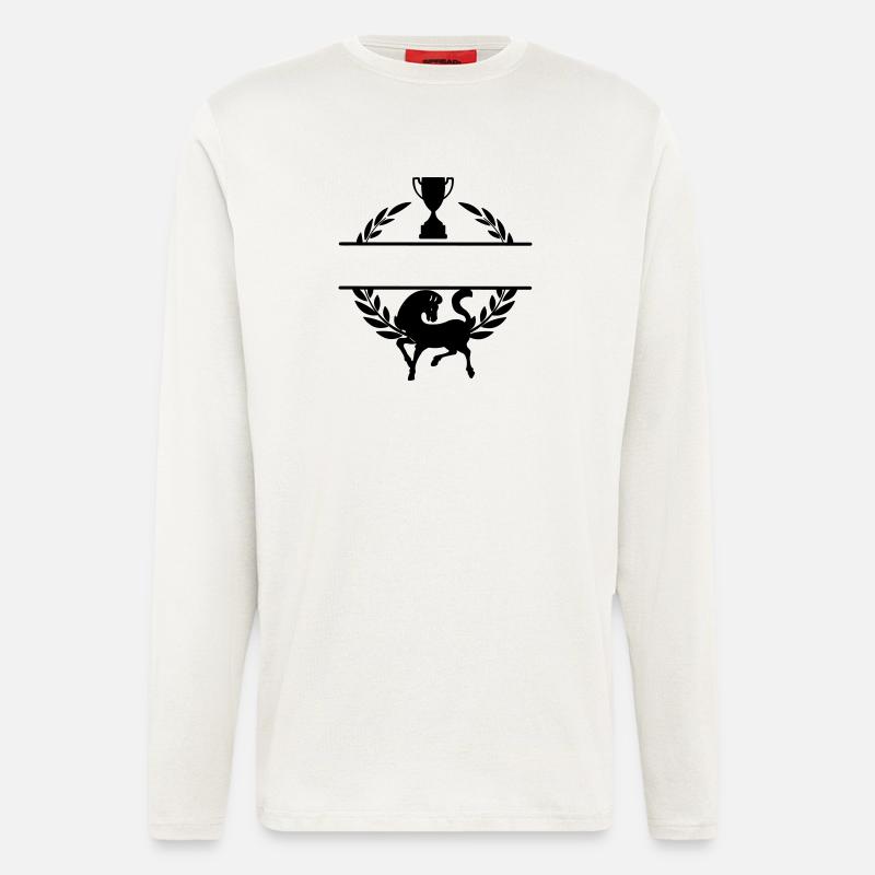 Pferd im Lorbeerkranz mit Becher - Langarmshirt - made by SPREAD - OFF WHITE