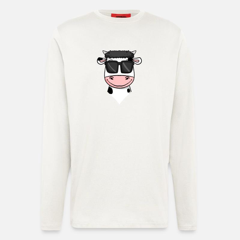 Kuh mit Sonnenbrille - Langarmshirt - made by SPREAD  - OFF WHITE