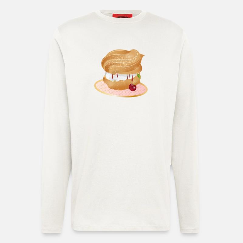 Mit Sahne und Kirsche gefüllter Windbeutel - Langarmshirt - made by SPREAD  - OFF WHITE