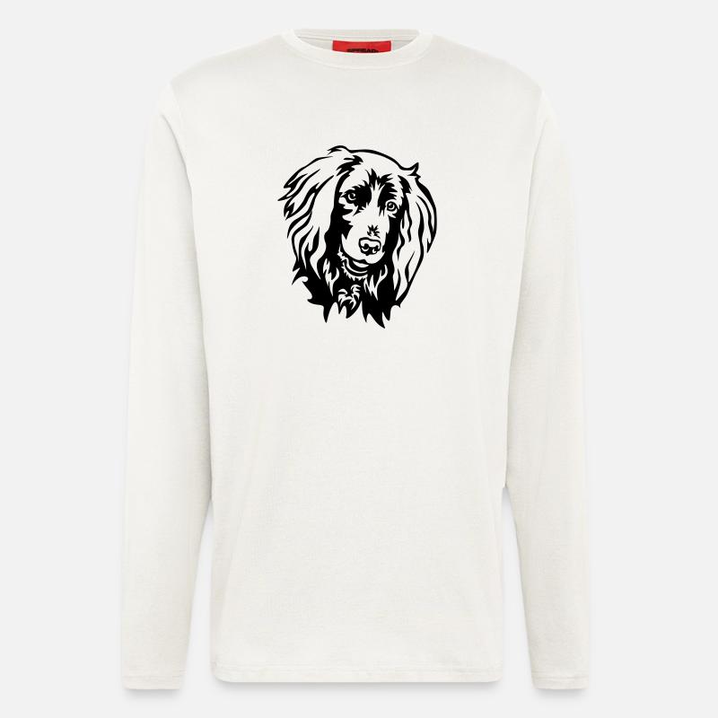 Deutsch Langhaar Kopf - Langarmshirt - made by SPREAD  - OFF WHITE