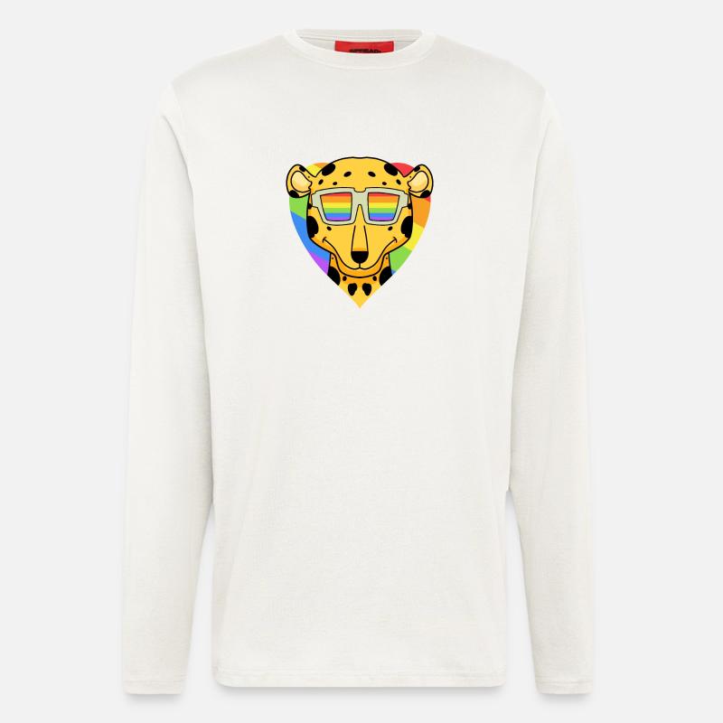 Regenbogen - Gepard mit Brille - Langarmshirt - made by SPREAD  - OFF WHITE